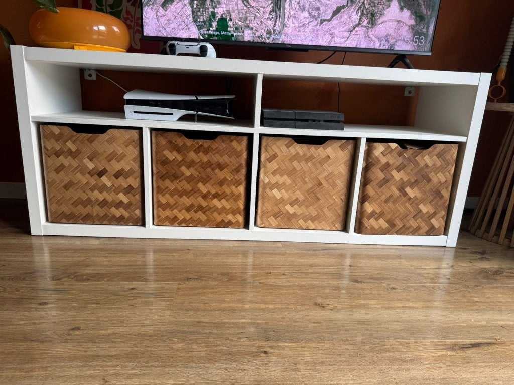 IKEA KALLAX Storage Unit with 4 Woven Baskets