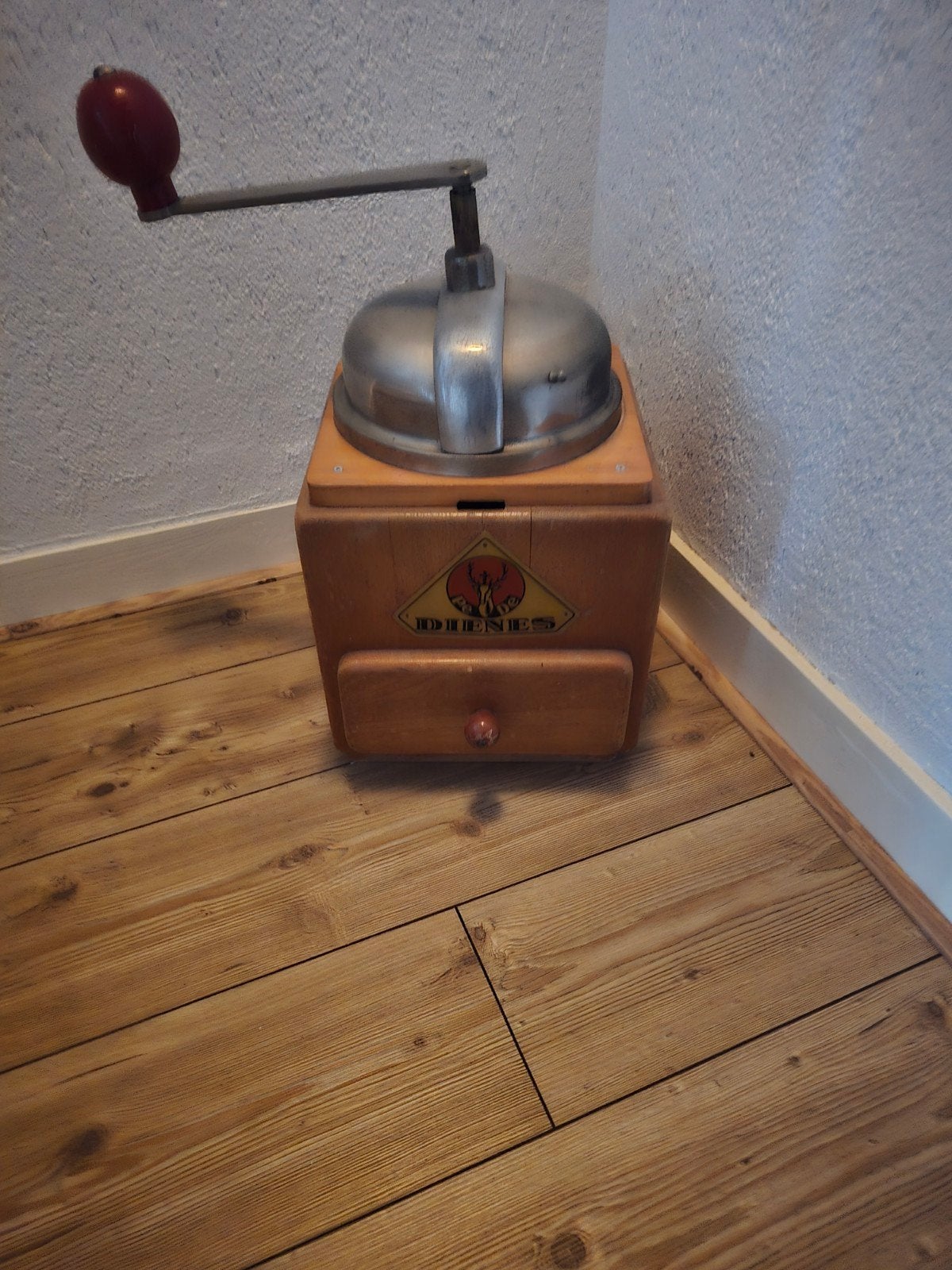 Vintage Dienes koffiemolen - Houten handmolen, Ophalen