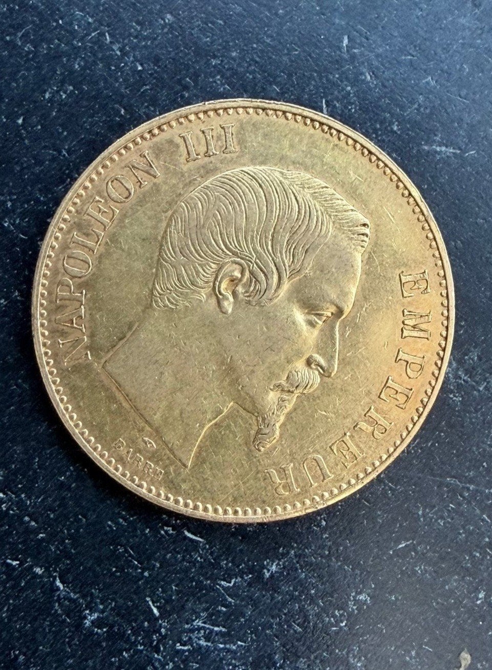 Zeldzame 100 Francs 1857 Gouden Munt Napoleon III, Ophalen of Verzenden, Frankrijk, Losse munt, Goud