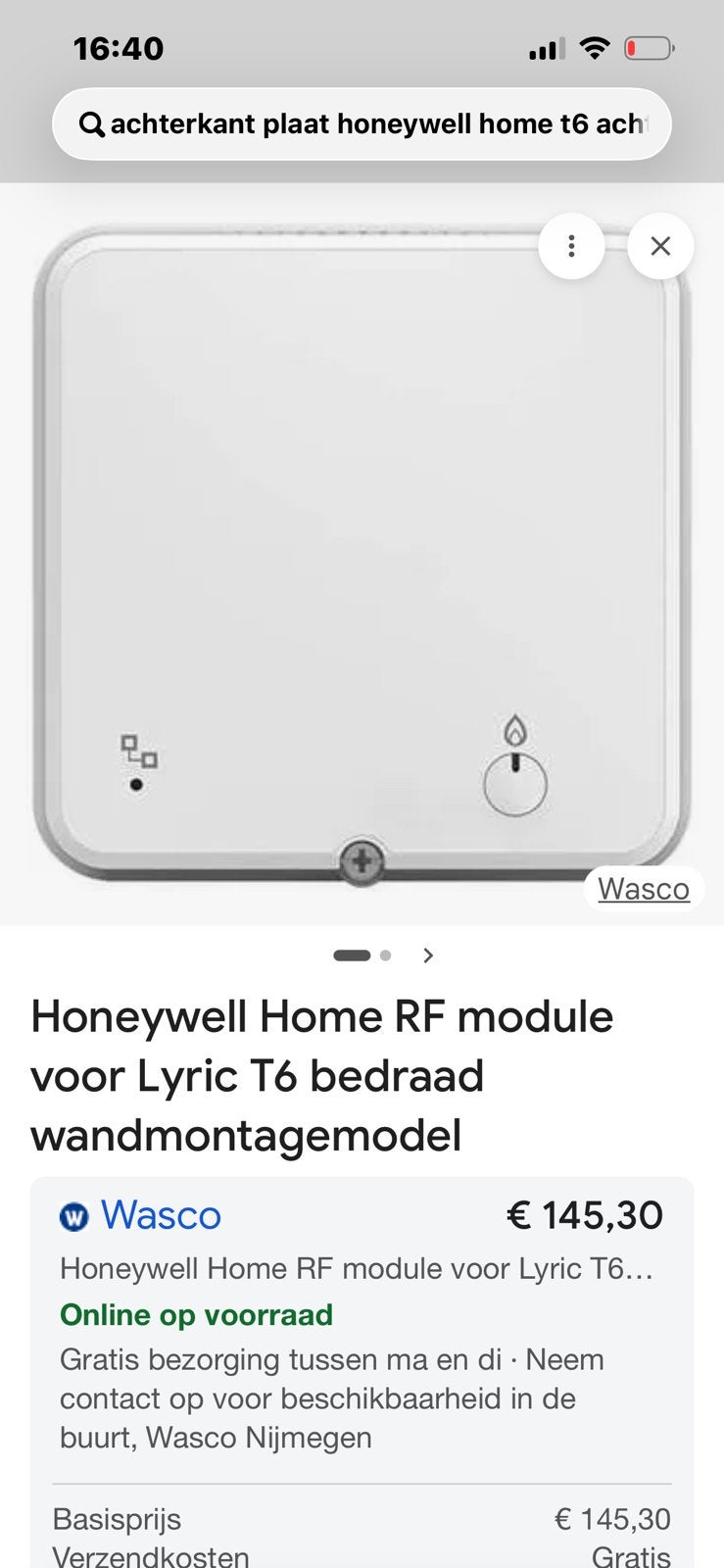 Honeywell home RF module T6, Ophalen, Zo goed als nieuw