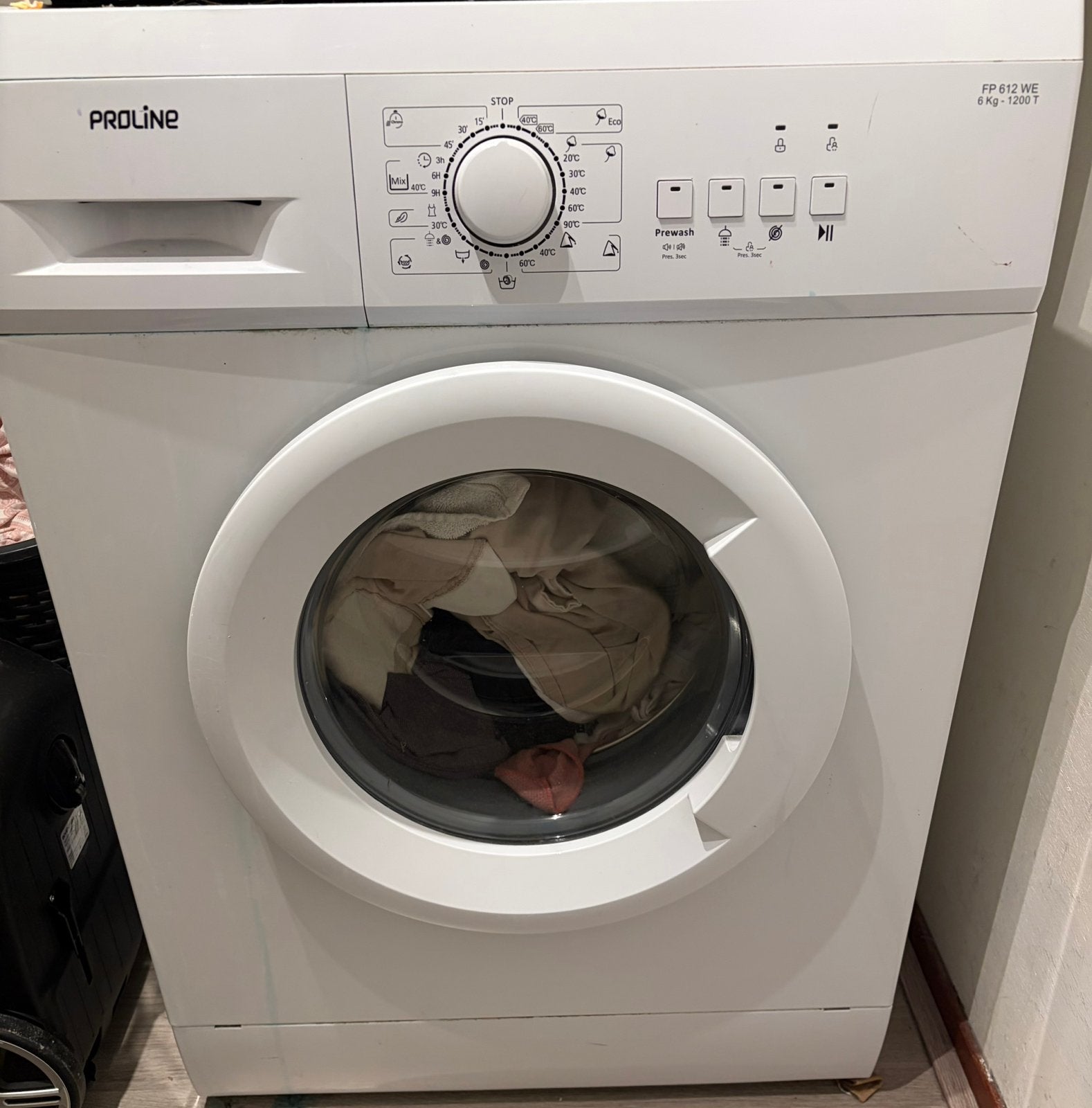 Wasmachine proline, Ophalen, Gebruikt, 1200 tot 1600 toeren, 85 tot 90 cm
