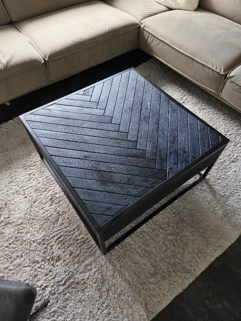 Zwarte salon tafel te koop, Huis en Inrichting, Ophalen, Gebruikt, 50 tot 100 cm, Vierkant