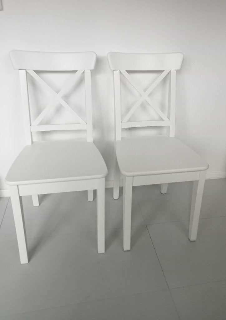 2 X IKEA STOEL EETKAMERSTOEL WIT INGOLF, Ophalen, Gebruikt, Twee, Wit