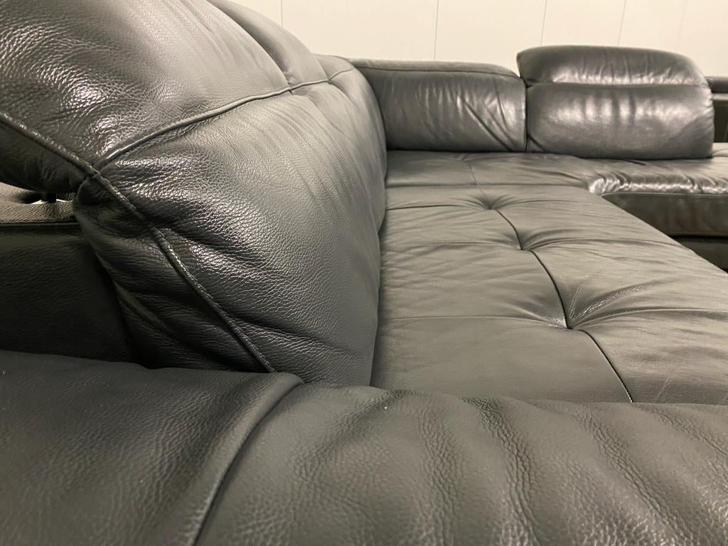 Natuzzi Speranza Leren Hoekbank-Luxe Antraciet Echt Leer, Huis en Inrichting, Banken | Bankstellen, 250 tot 300 cm, Hoekbank, Ophalen of Verzenden