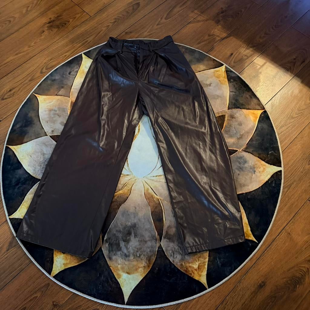 Bruine leren broek, Bruin, Ophalen of Verzenden, Zo goed als nieuw, Maat 36 (S)