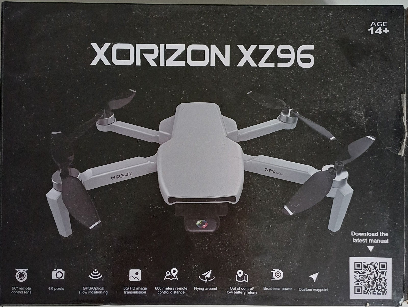 XORIZON XZ96 4K GPS Drone met afstandsbediening en koffer, Ophalen, Cameradrone, 100 tot 1000 meter, 15 tot 30 minuten