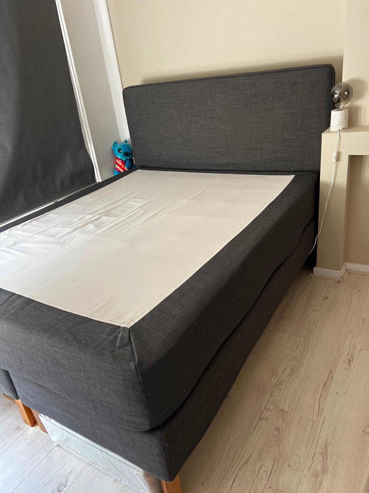 Tweepersoons boxspring 160x200 cm met matrassen en hoofdbord, Ophalen, Gebruikt, Tweepersoons, 200 cm