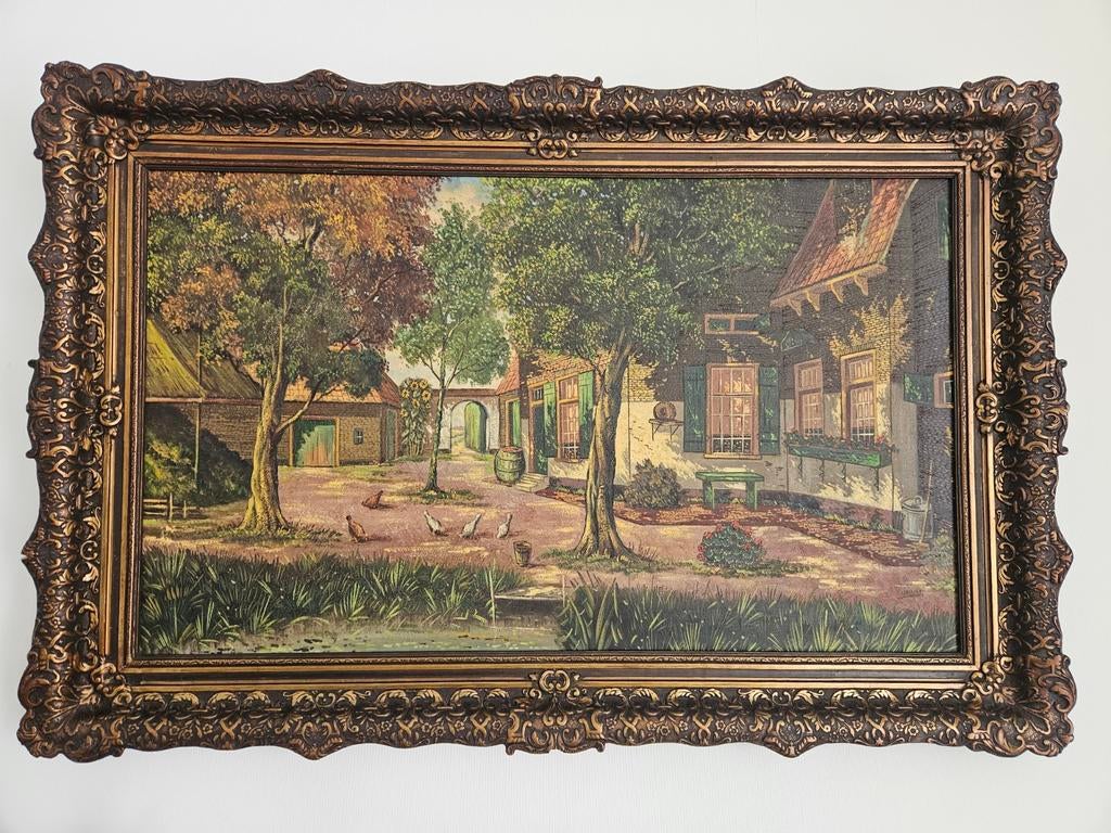 Oud Hollands Tafereel Schilderij in Barok Lijst, Antiek en Kunst, Kunst | Schilderijen | Klassiek, Ophalen