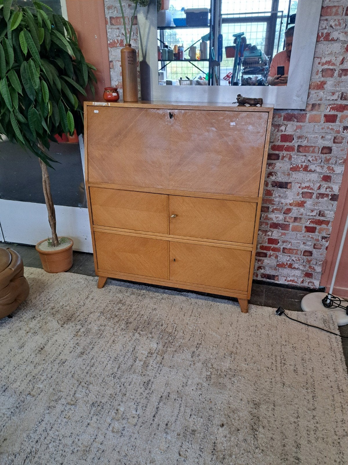 Vintage Secretaire / Bureau - Jaren '60 Hout, Ophalen, Gebruikt, Vintage, Jaren '60, Mid-century modern