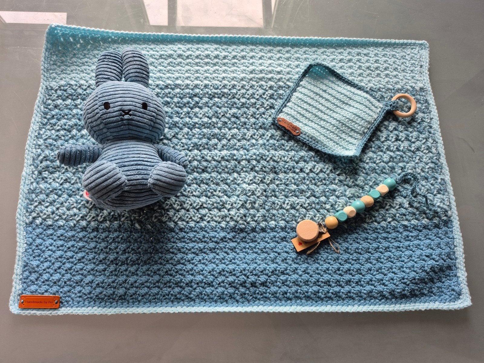 Handgehaakte babydekentje set ijsblauw, Ophalen of Verzenden, Nieuw, Deken