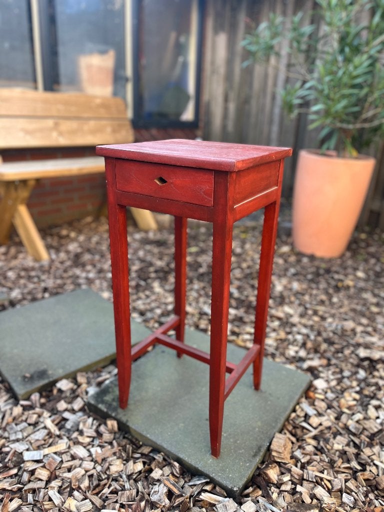 Vintage donkerrood kastje, Ophalen, Gebruikt, Minder dan 45 cm, 70 cm of meer