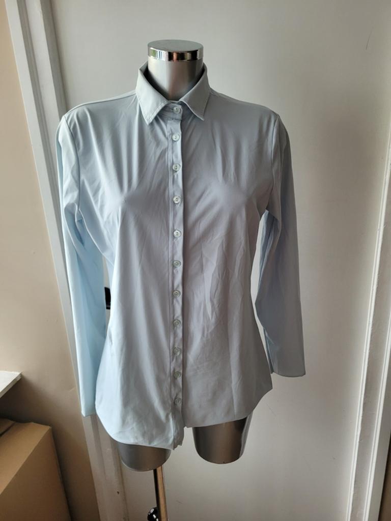 Leuke blauwe Nukus travelstof blouse maat M, Maat 38/40 (M), Blauw, Ophalen of Verzenden, Zo goed als nieuw