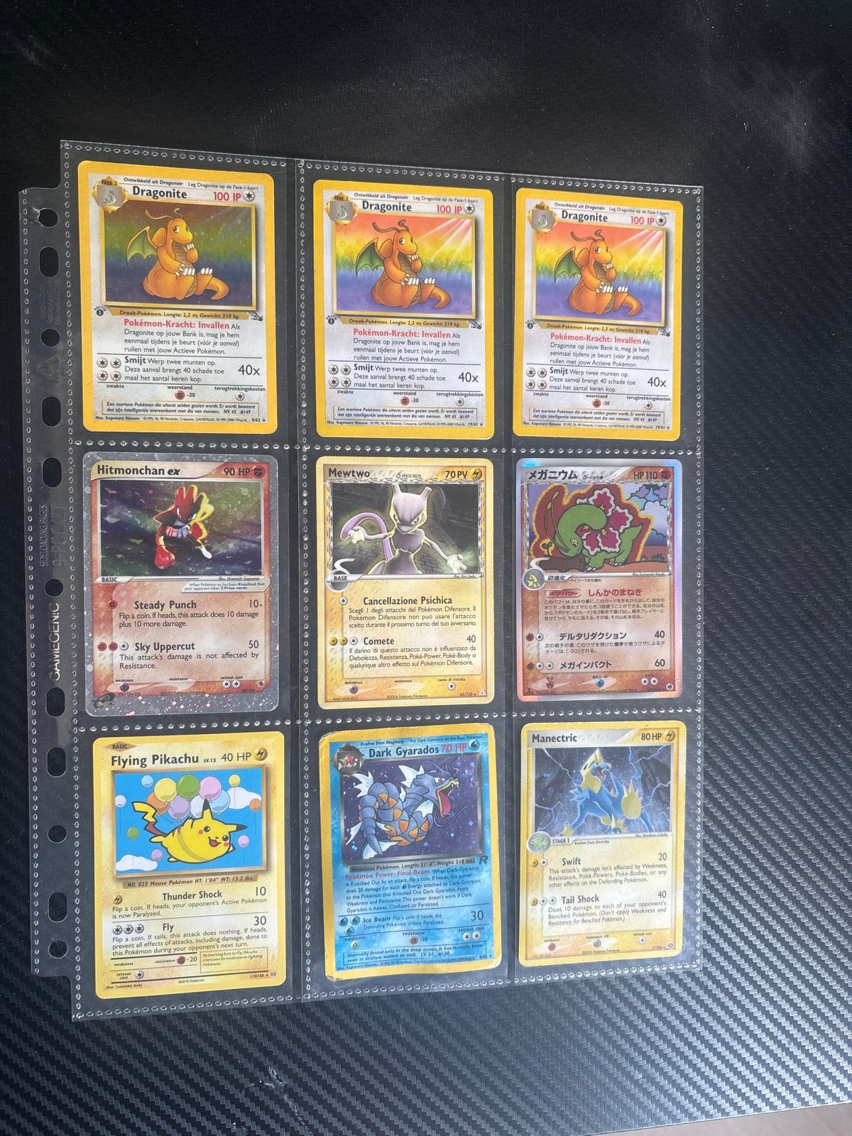 Zeldzame Pokémon kaarten - Dragonite, Mewtwo, Pikachu, Ophalen of Verzenden, Gebruikt, Meerdere kaarten