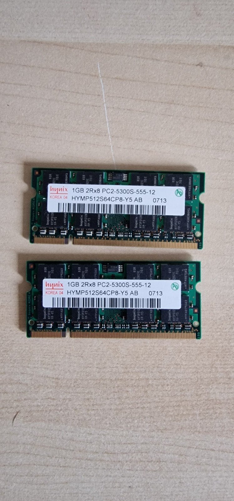 Hynix 2x 1GB DDR2 RAM Geheugen voor Laptop (PC2-5300S), Computers en Software, Gebruikt, Verzenden, DDR2, 2 GB