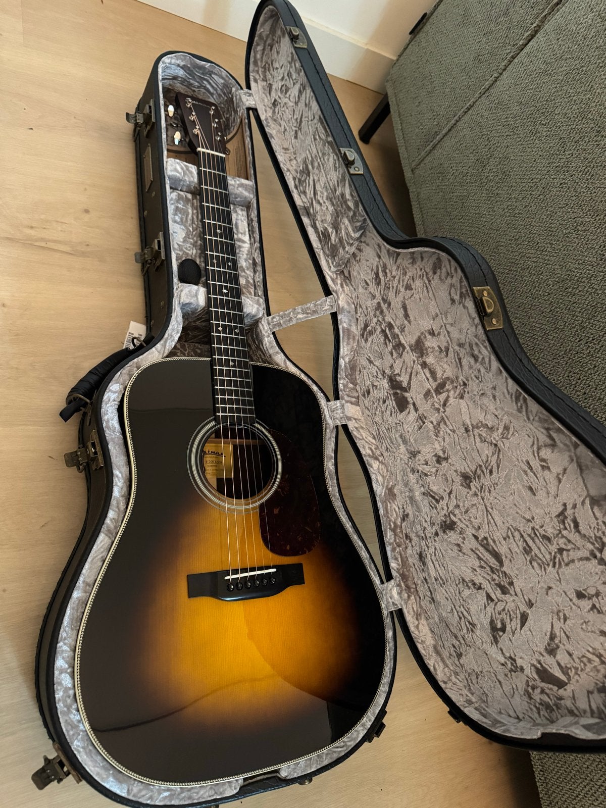 Eastman E20D sunburst met element en koffer, Ophalen of Verzenden, Zo goed als nieuw, Western- of Steelstringgitaar, Met (piezo-)element