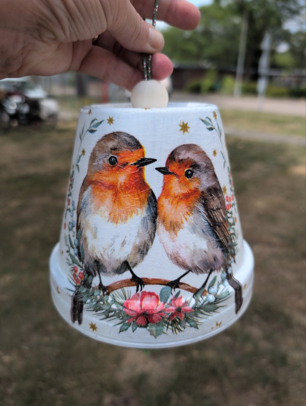 Vogelvoer klok met Roodborstje, Ophalen of Verzenden