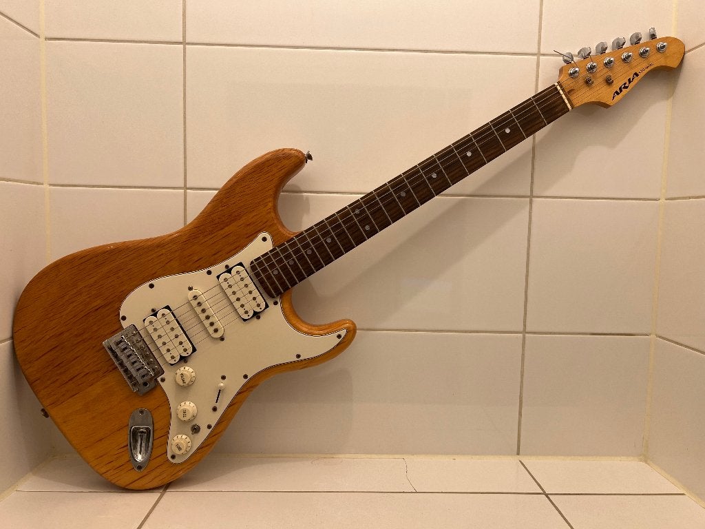 Aria STG Series Naturel, Ophalen, Gebruikt, Solid body, Overige merken