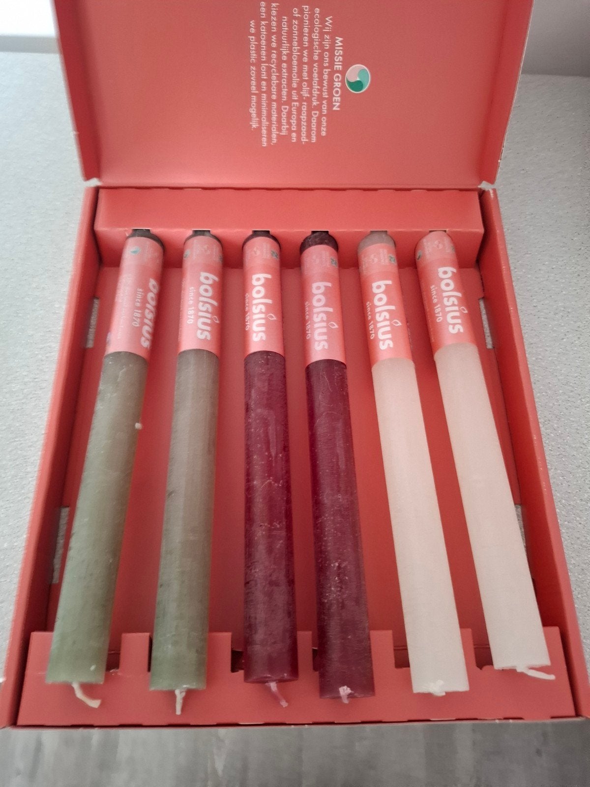 Bolsius dinerkaarsen set - Nieuw in doos, Meerkleurig, Overige merken, Ophalen of Verzenden, Kaars