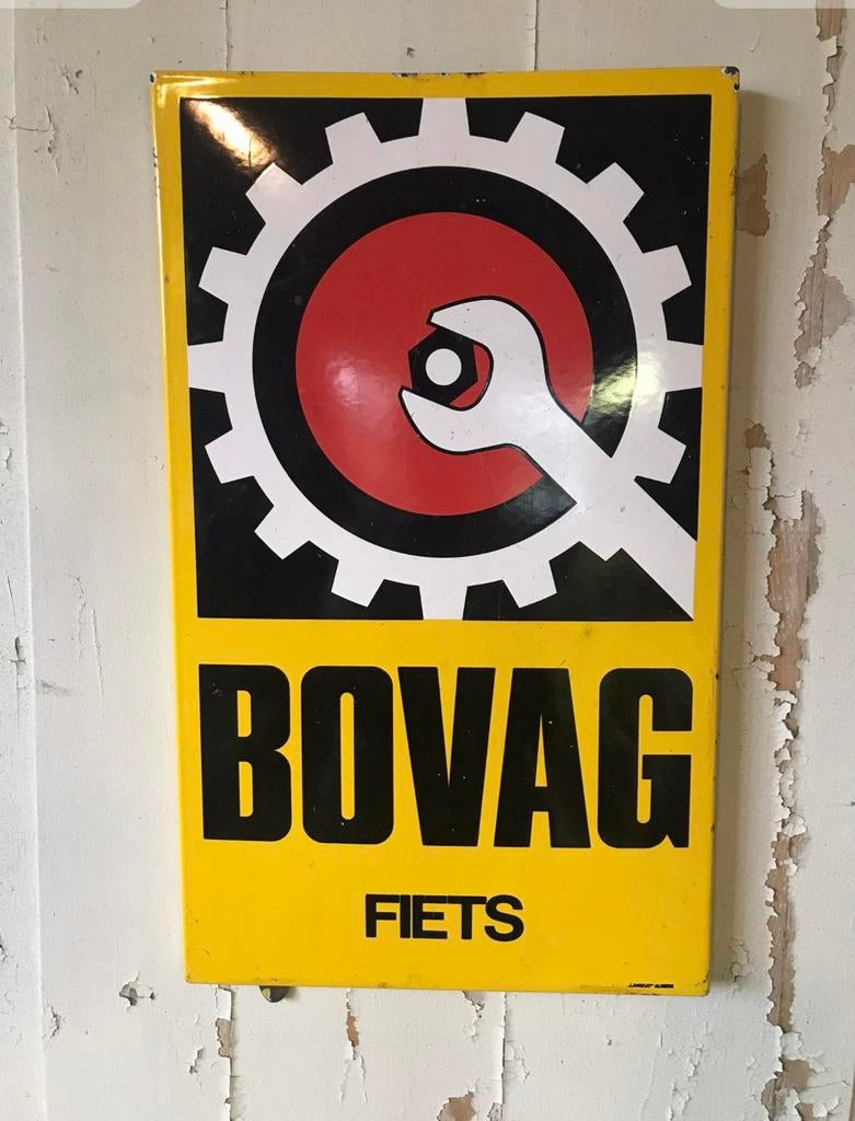 Bovag fiets bord emaille reclamebord, Ophalen