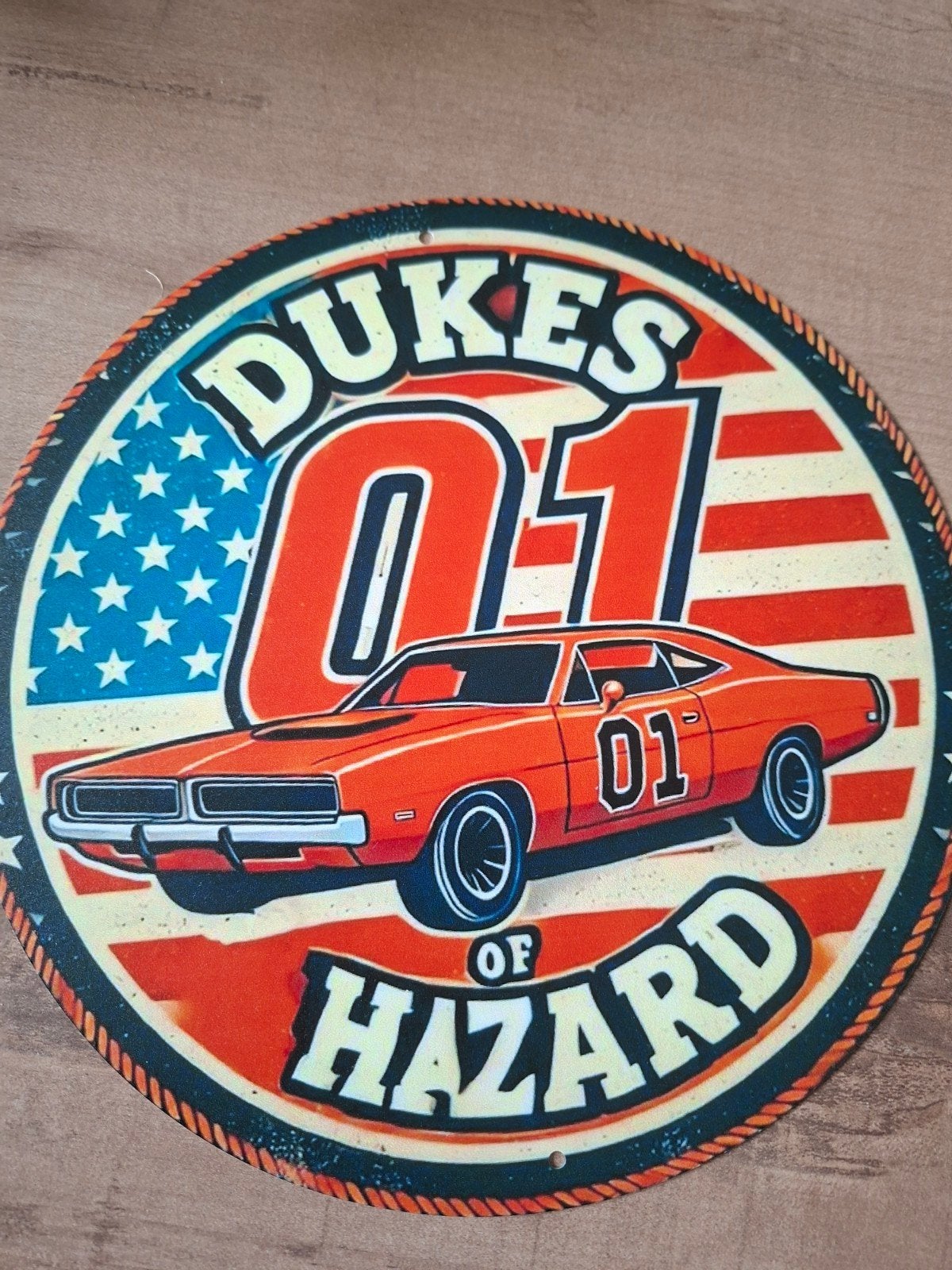 Metalen Wandbord Dukes of Hazzard - 20 cm, Metaal, Ophalen of Verzenden, Zo goed als nieuw, Reclamebord