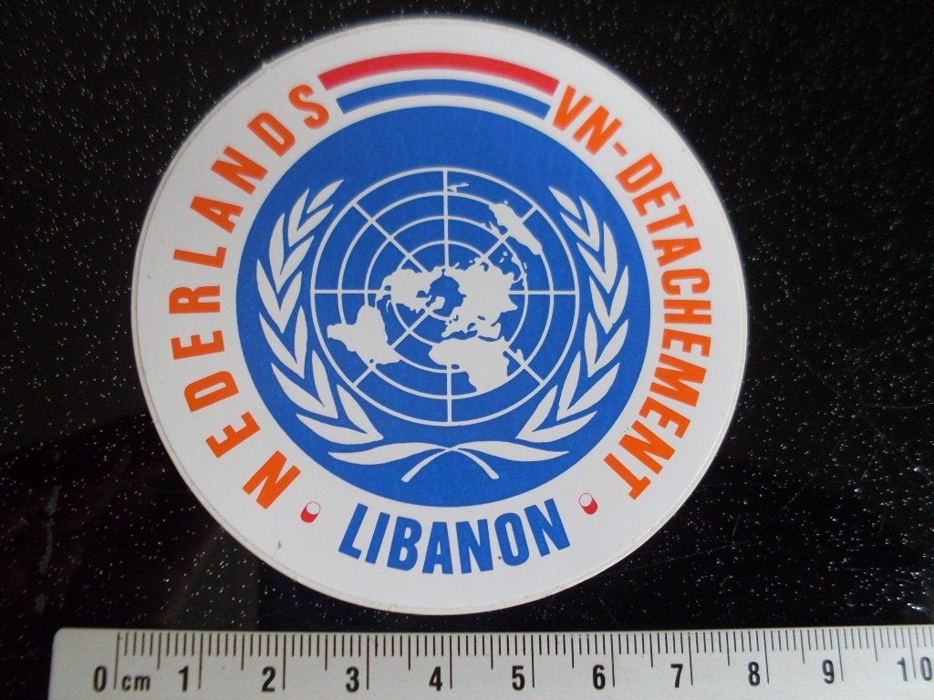 sticker nederlands vn-detachement libanon logo embleem, Verzamelen, Verzenden, Zo goed als nieuw, Bedrijf of Vereniging