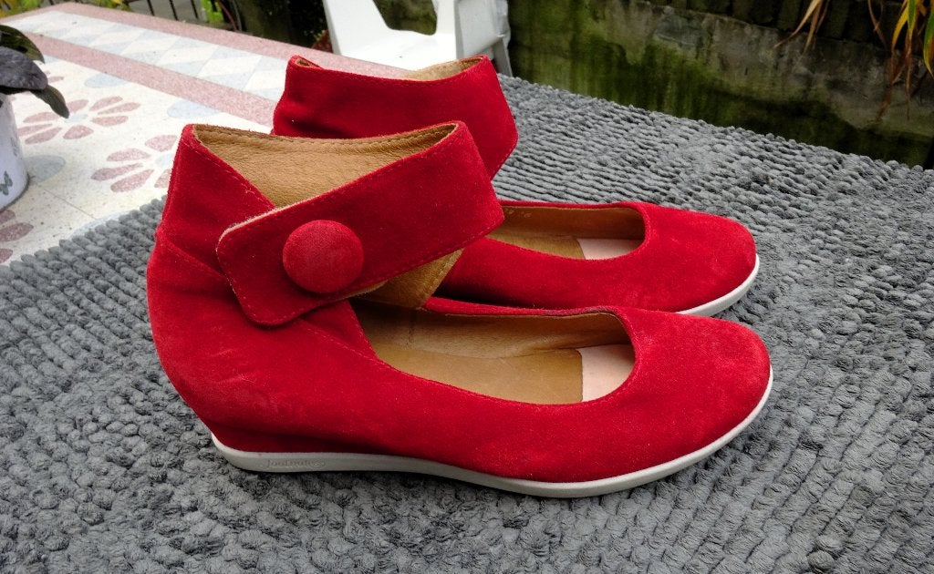 Maat 39 * Rood suède Footnotes met slee hakje, Schoenen met lage hakken, Verzenden, Rood, Footnotes
