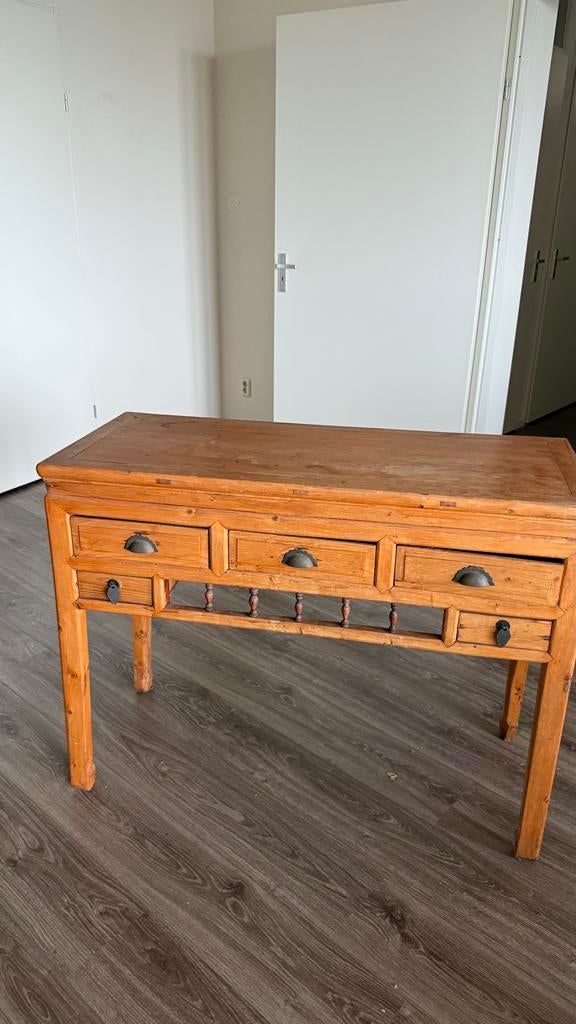 Houten sidetable met lades, Ophalen, 25 tot 50 cm, Rechthoekig, 100 tot 150 cm