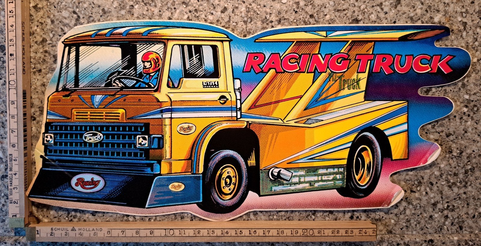 Unieke grote vintage sticker racing truck, Verzamelen, Stickers, Ophalen of Verzenden, Zo goed als nieuw, Auto of Motor