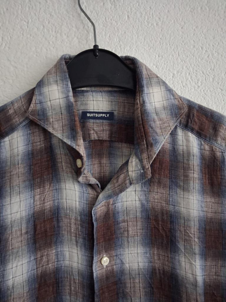 Suitsupply  Linnen  Hemd Maat  M, Kleding | Heren, Overhemden, Ophalen of Verzenden, Zo goed als nieuw, Blauw, Halswijdte 41/42 (L)