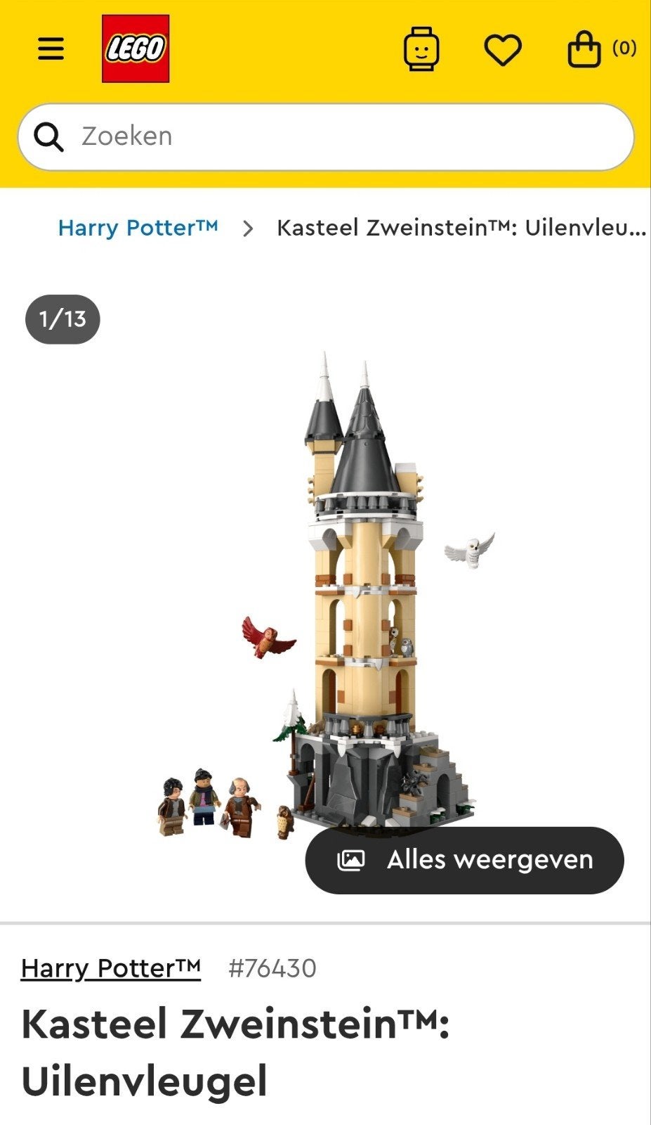 Harry Potter lego, 76430 Hogwarts Castle Owlery, Verzenden, Zo goed als nieuw