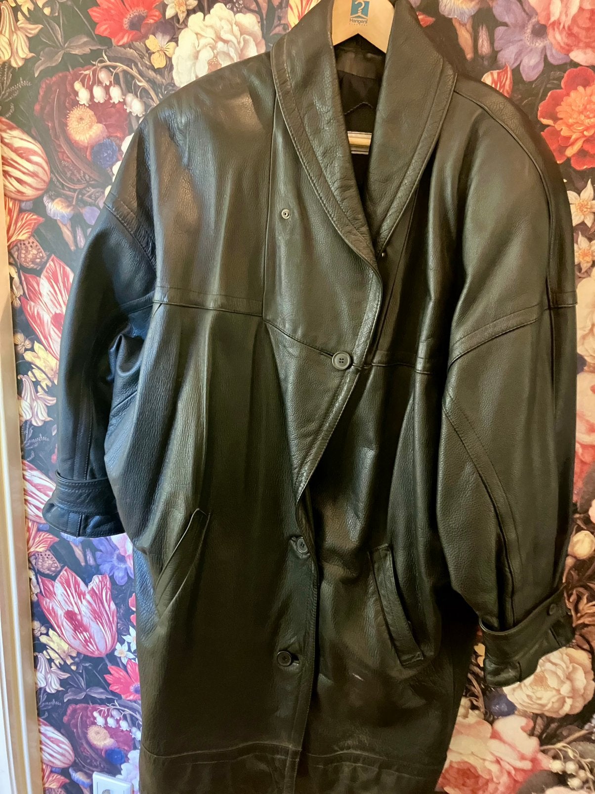 Vintage leren damesjas (zwart) van Maura, Kleding | Dames, Ophalen, Gedragen, Maat 42/44 (L), Zwart