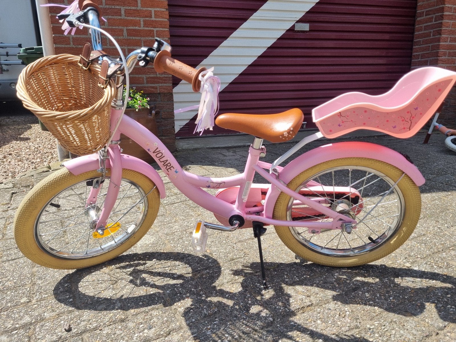 Volare Blossom Kinderfiets 16 inch met mandje en poppenstoel, Ophalen, Terugtraprem, 16 tot 20 inch, Volare