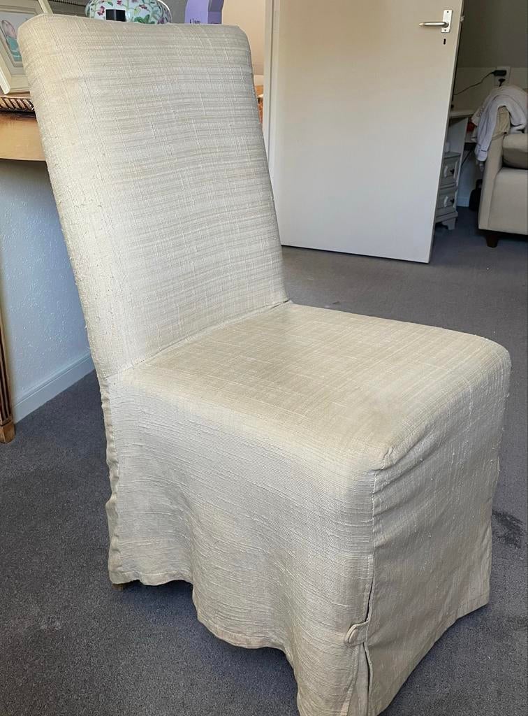 Elegante eetkamerstoel met linnen hoes - Crèmekleurig, Huis en Inrichting, Stoelen, Ophalen, Gebruikt, Overige kleuren, Eén