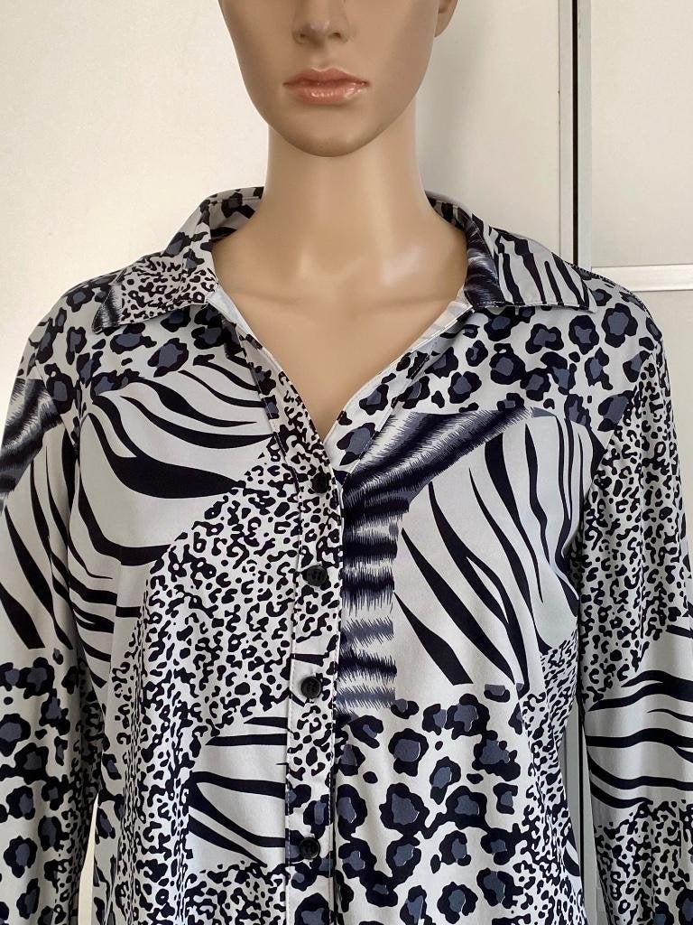 J230 My Pashion maat M=38/40 blouse tuniek top zwart/grijs, Maat 38/40 (M), Zwart, Ophalen of Verzenden, Zo goed als nieuw