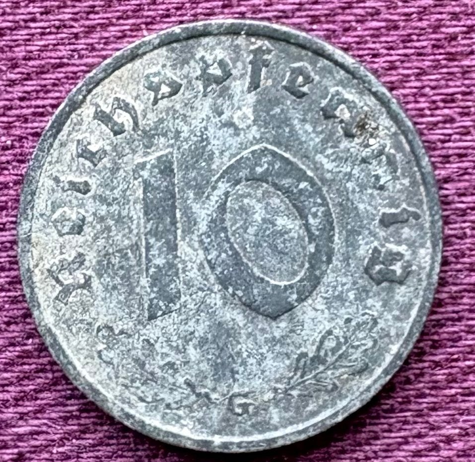 Zinken Duitse 10 Reichspfennig munt uit 1941G, Ophalen of Verzenden