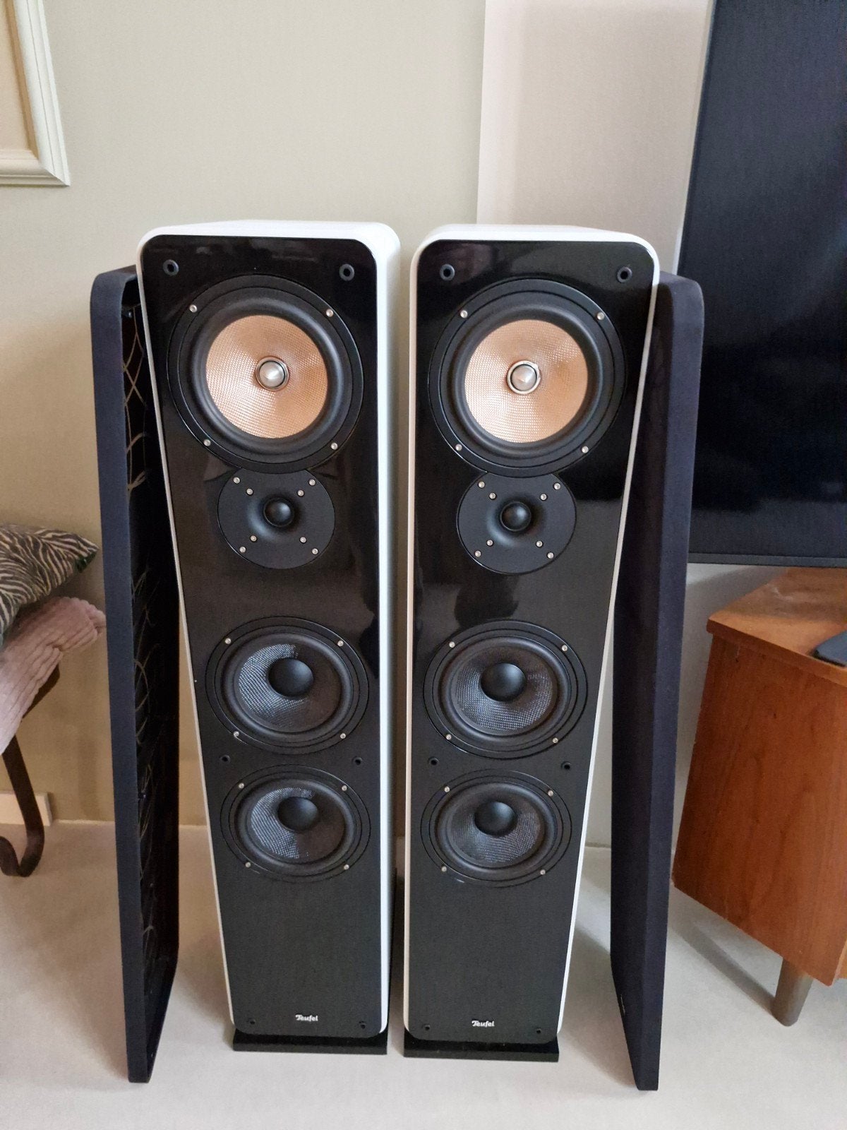 Teufel UL 40 Mk2 Vloerstaande Luidsprekers - Wit/Zwart, Overige merken, Gebruikt, Ophalen of Verzenden, 120 watt of meer