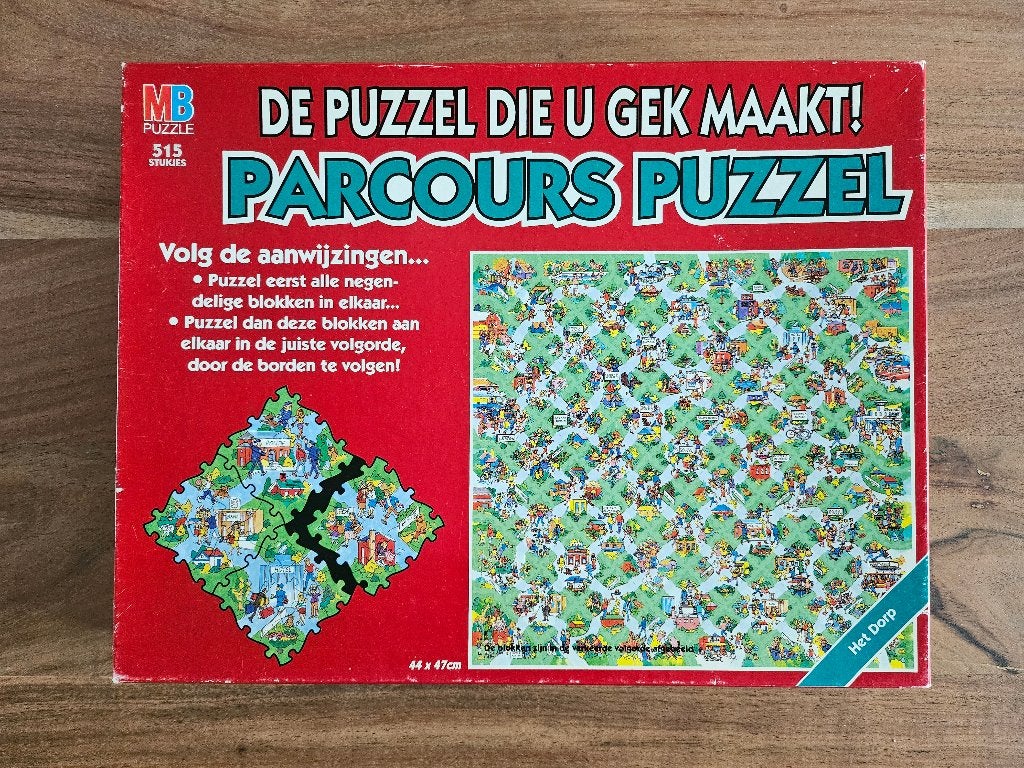Leuke uitdagende puzzel Parcours puzzel Het Dorp van MB, Ophalen of Verzenden, 500 t/m 1500 stukjes, Zo goed als nieuw, Legpuzzel