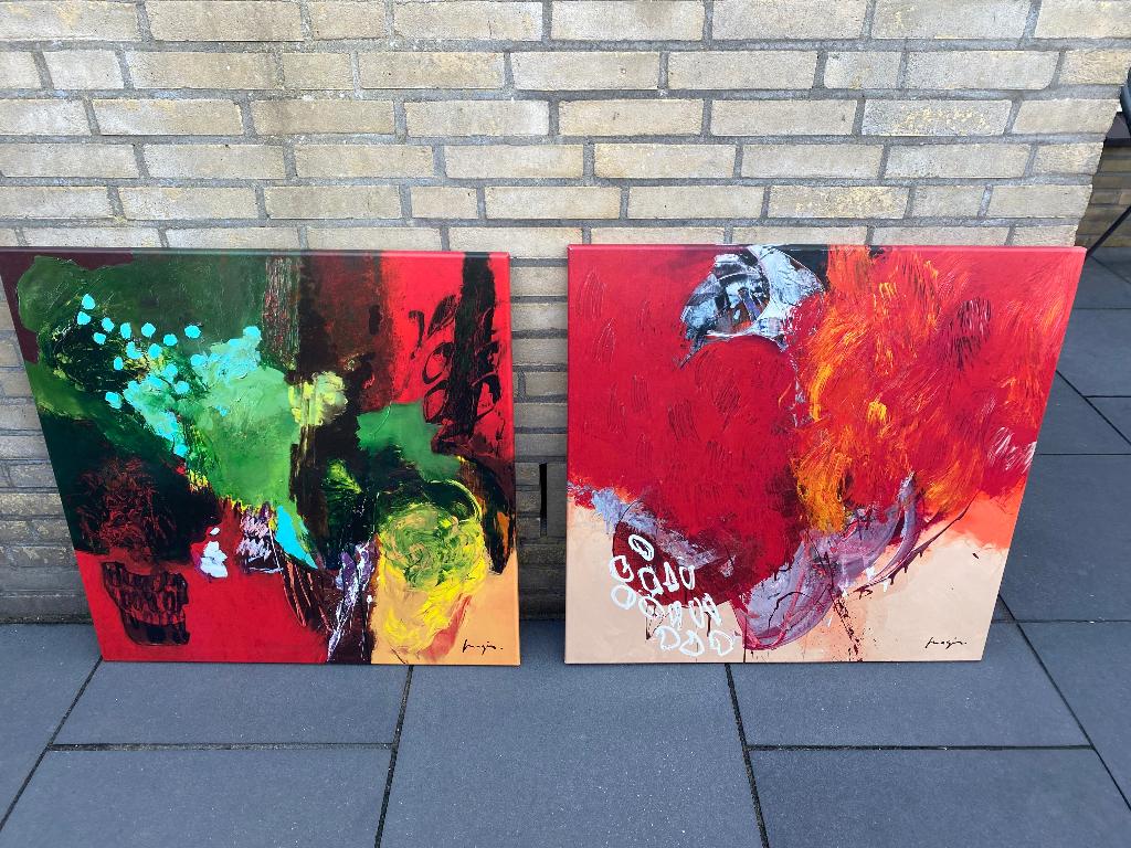2 abstracte schilderijen Pascal Magis, Ophalen