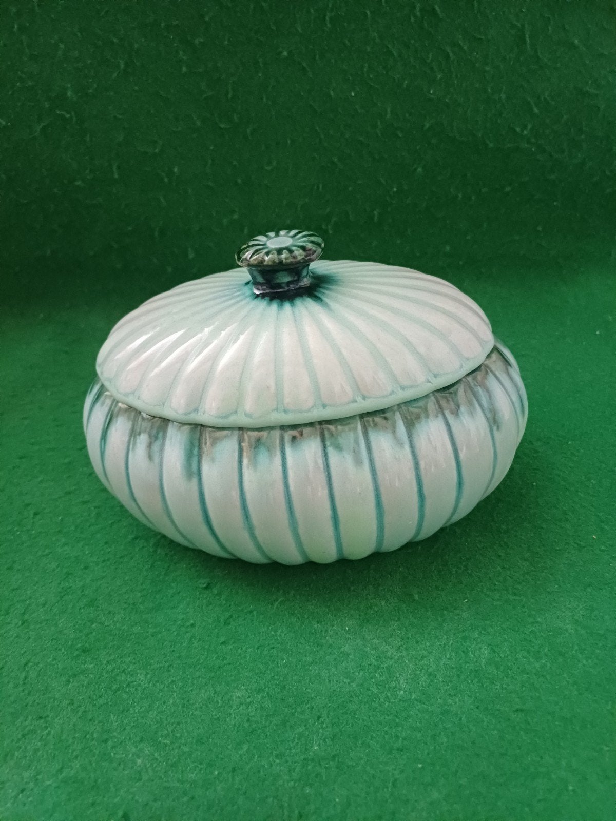 Vintage Groene Opbergschaal met Deksel - De Porceleyne Fles, Ophalen of Verzenden