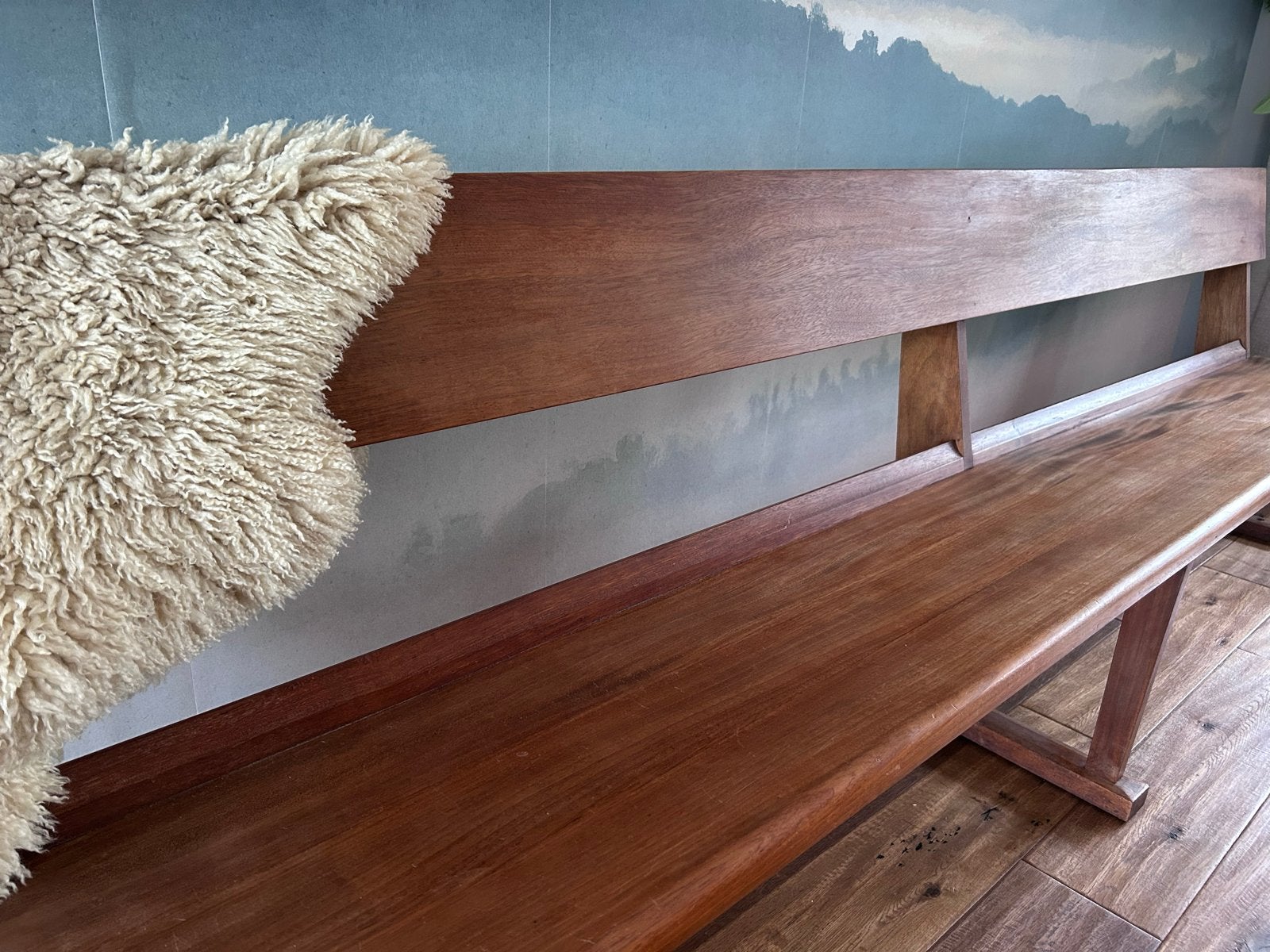 Vintage houten kerkbank, 3 meter lang., Ophalen
