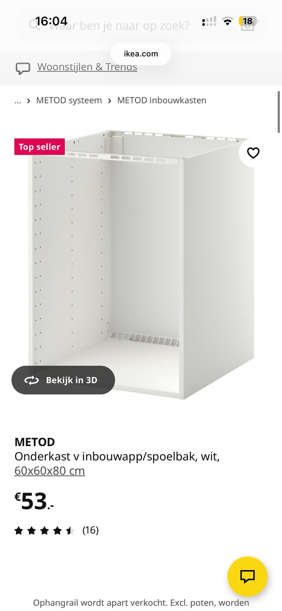 IKEA Metod onderkast, wit, Nieuw, 50 tot 75 cm, Overige materialen, Met plank(en)