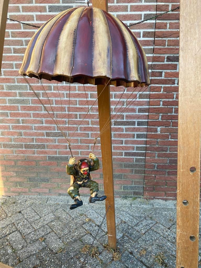 Decoratieve houten Parachutist Clown Beeld, Ophalen of Verzenden, Gebruikt