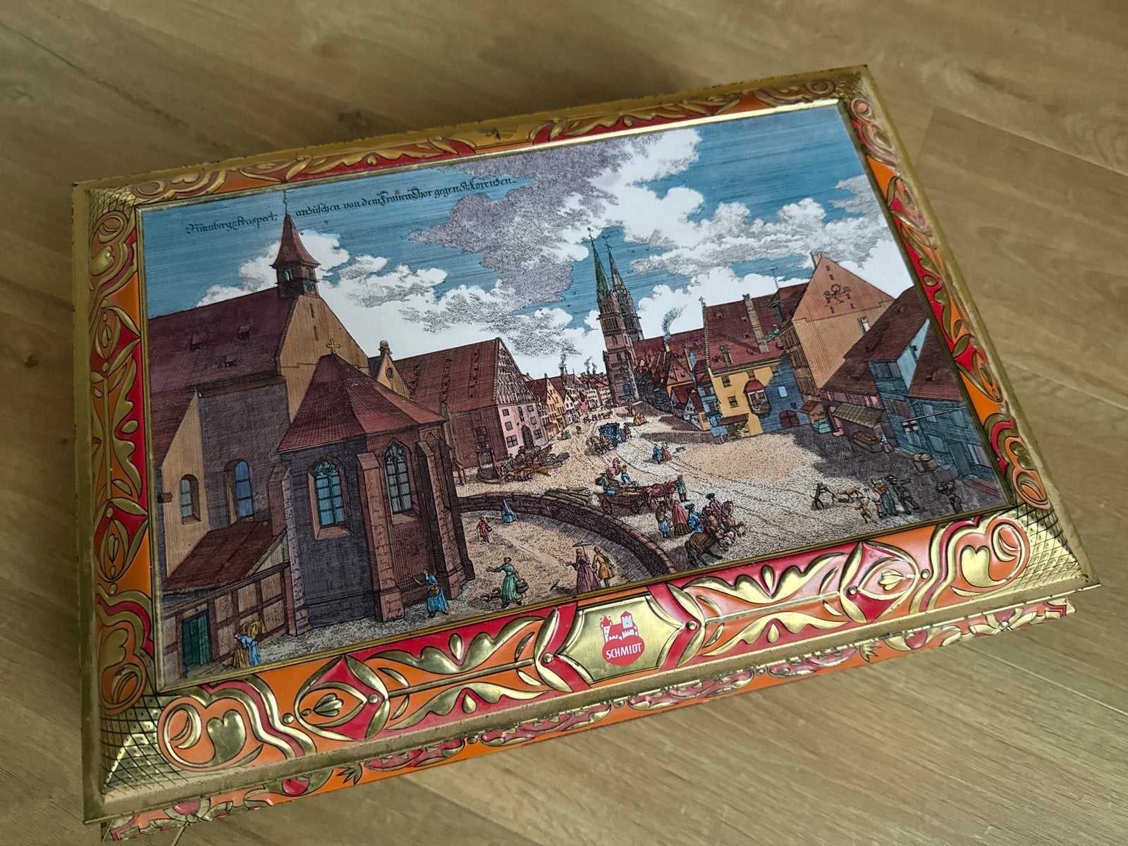 Koekblik Schmidt Nürnberg met historische stadsgezicht, Ophalen of Verzenden