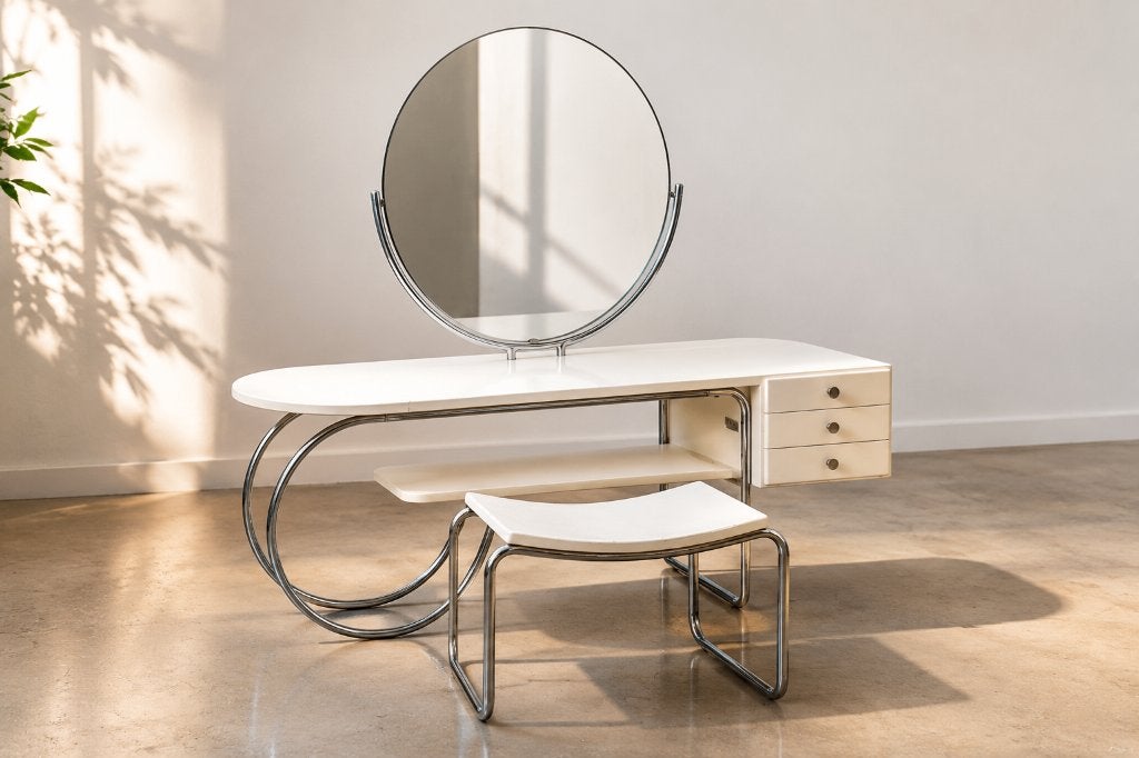 Artifort Auping Kaptafel +krukje jaren 30 Art Deco Buisframe, Huis en Inrichting, Ophalen, Gebruikt, 50 tot 100 cm, Art Deco Vintage Buisframe Bauhaus De Stijl