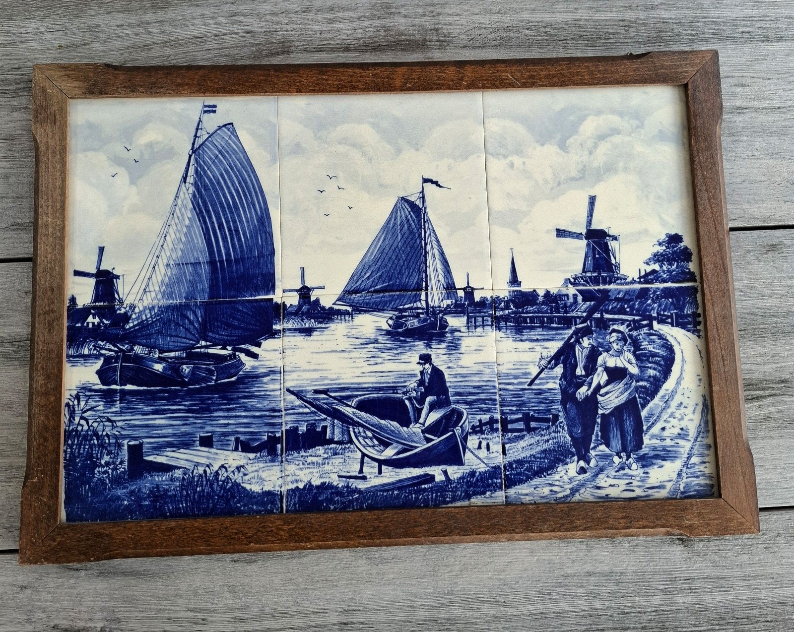 Scheepvaart tegel tableau in lijst  delftsblauw  mancave, Ophalen
