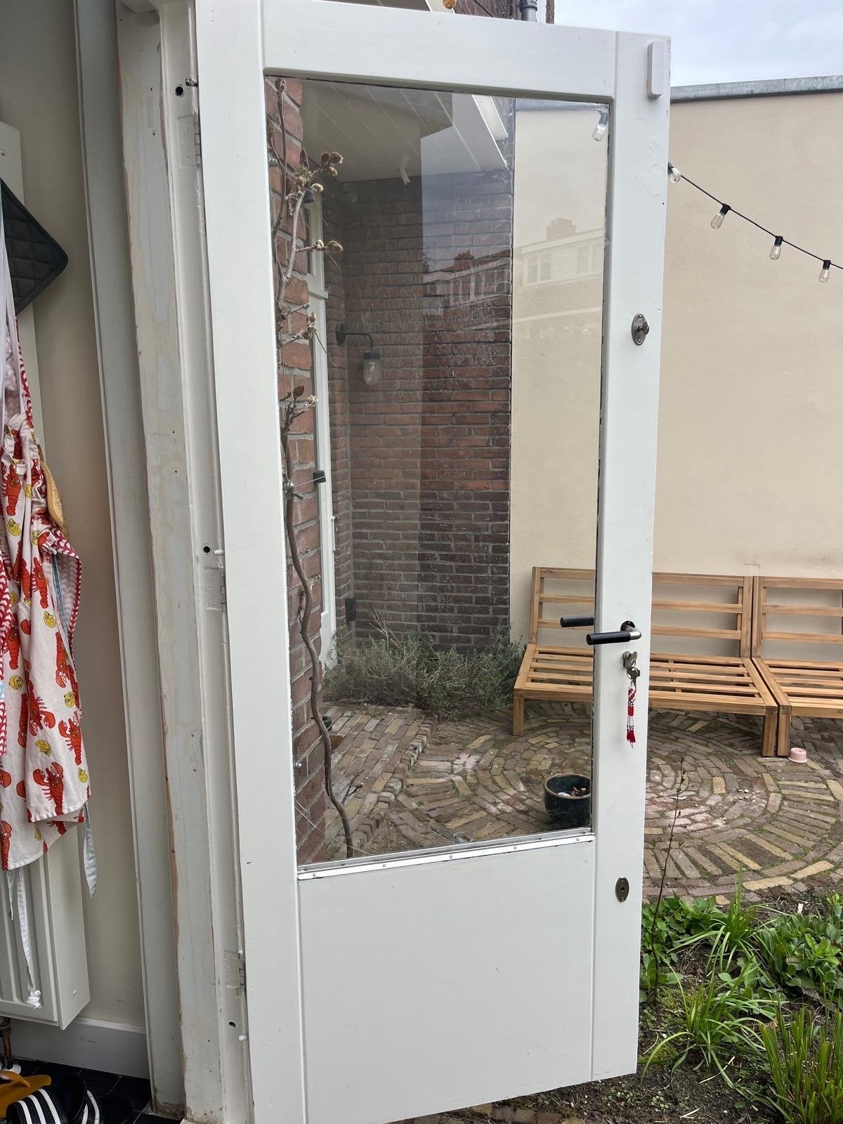 GRATIS Buitendeur met glaspaneel, Ophalen, Gebruikt, 80 tot 100 cm, Buitendeur