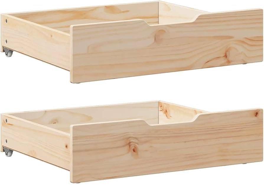 vidaXL Bed boxes 2 pcs with wheels pine wood, Ophalen, 50 tot 100 cm, Zo goed als nieuw, Minder dan 100 cm
