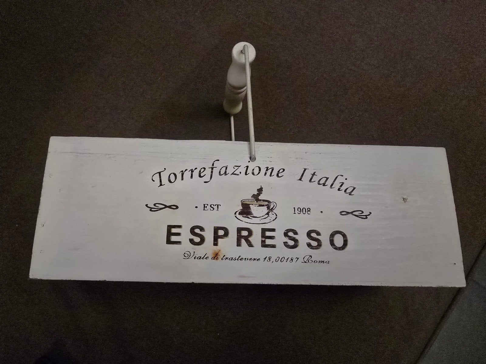 Vintage houten koffiedoos met handvat - Espresso design, Huis en Inrichting, Woonaccessoires | Kisten, Minder dan 50 cm, Gebruikt