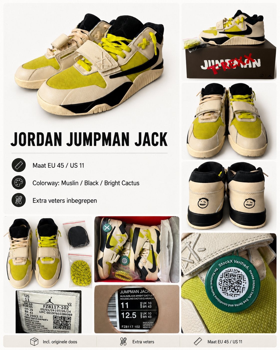 Jordan Jumpman Jack TR Bright Cactus – maat 45 – origineel, Overige kleuren, Ophalen of Verzenden, Sneakers of Gympen, Zo goed als nieuw