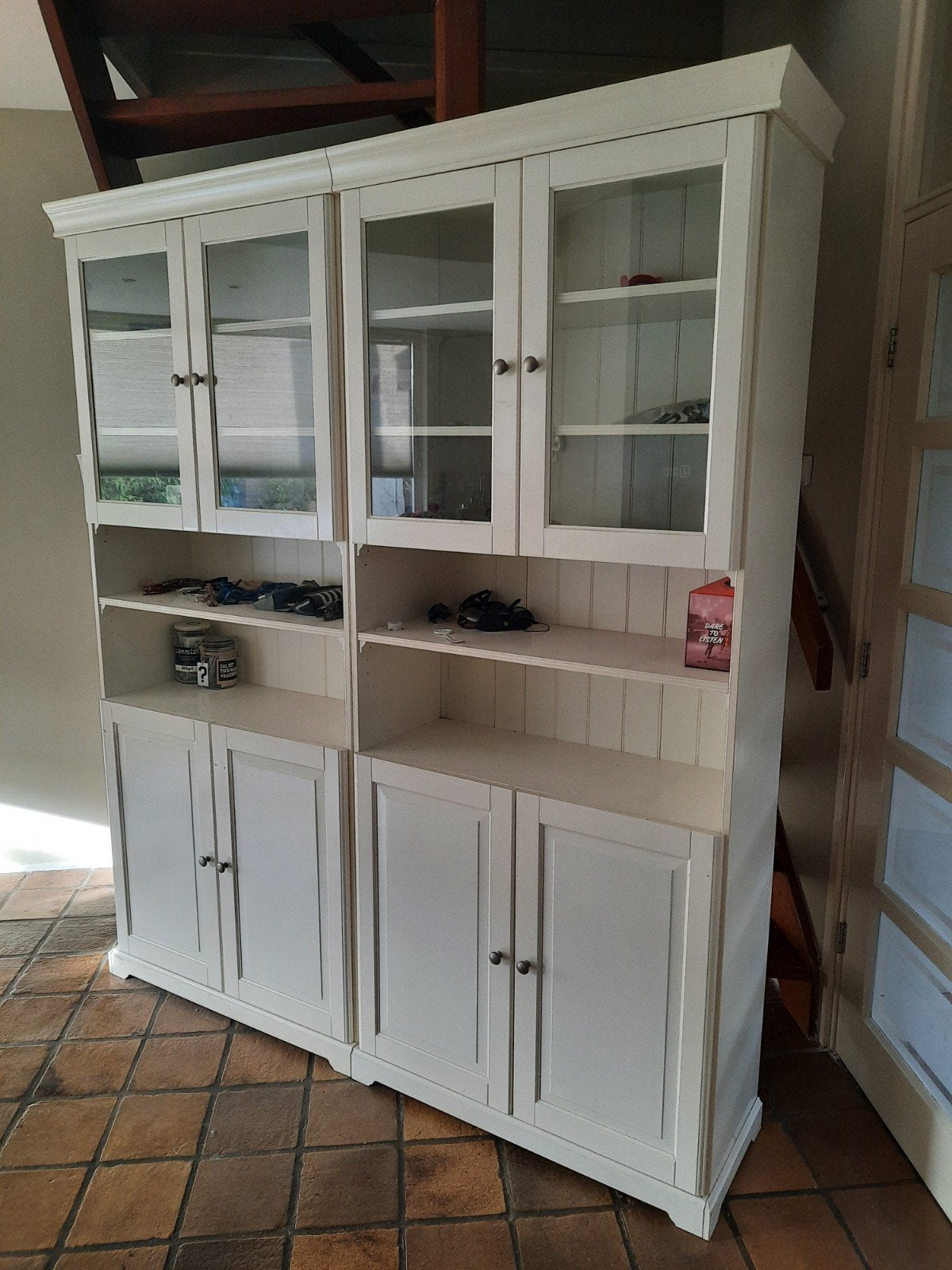 IKEA Hemnes Huiskamer Kast - Witte Vitrinekast, Ophalen, 150 tot 200 cm, Landelijke, Klassieke, 25 tot 50 cm
